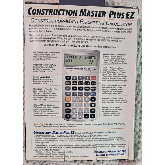 Construction Master Plus EZ Series Math Calculator Model 4067 NEW IN BOX - Picture 2 of 5